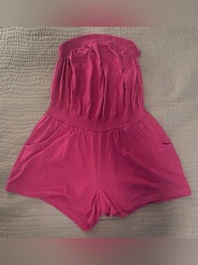 Old Navy Plus Size Strapless Fuchsia Romper Shorts with Pockets Size 1X